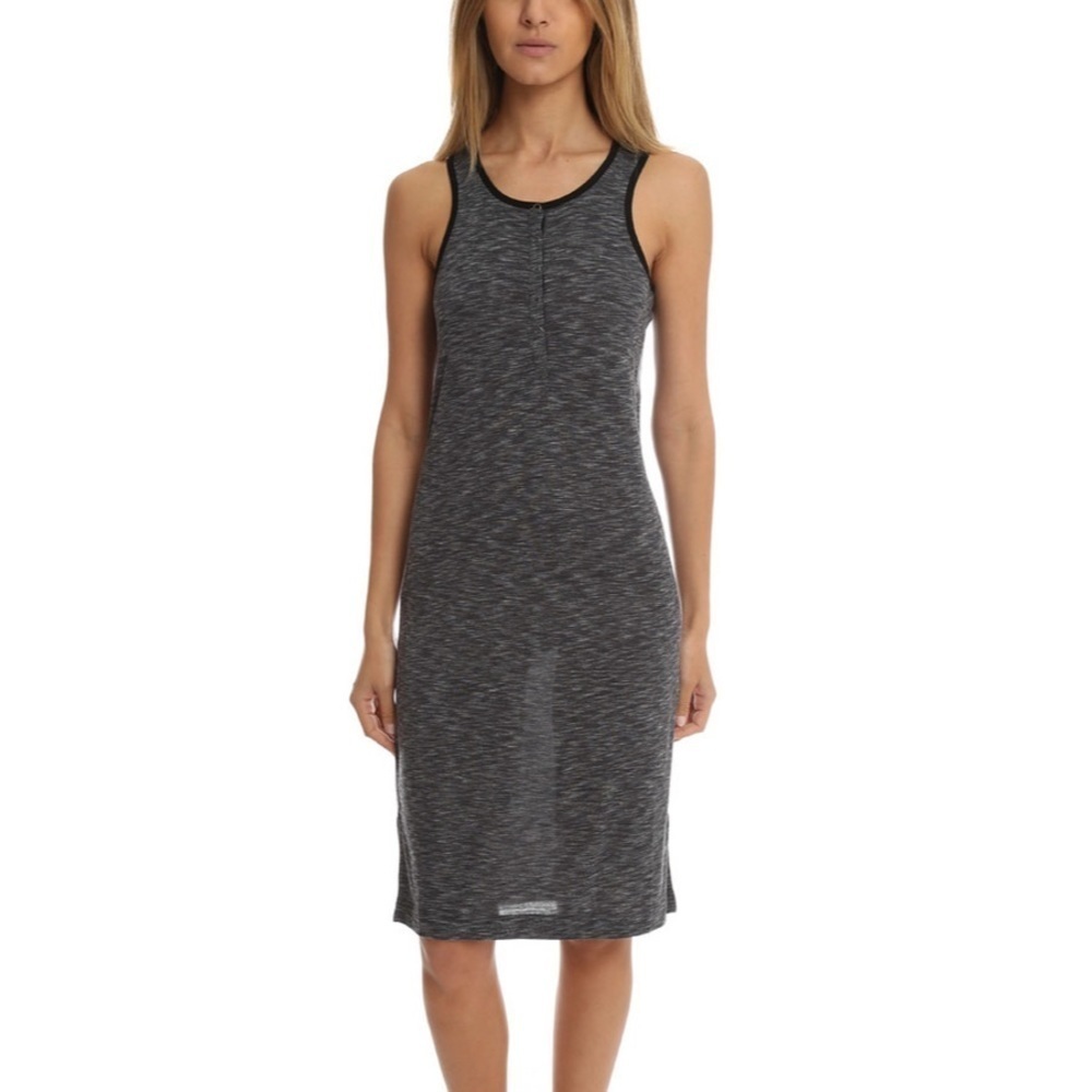 ATM Anthony Thomas Melillo Gray Sleeveless Melange Henley Dress EUC S AW2074-GT